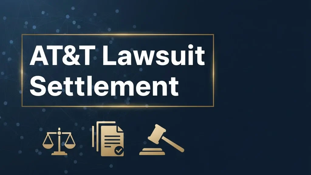 AT&T Lawsuit Settlement blog banner with legal scales and data network imagery