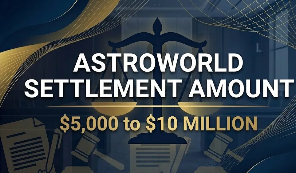 Astroworld settlement amount guide showing payout ranges from $5,000 to $10 million for 2026 claims