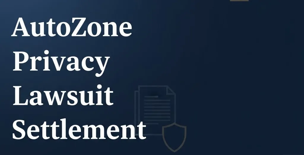 AutoZone privacy lawsuit settlement legal guide banner with scales of justice icons