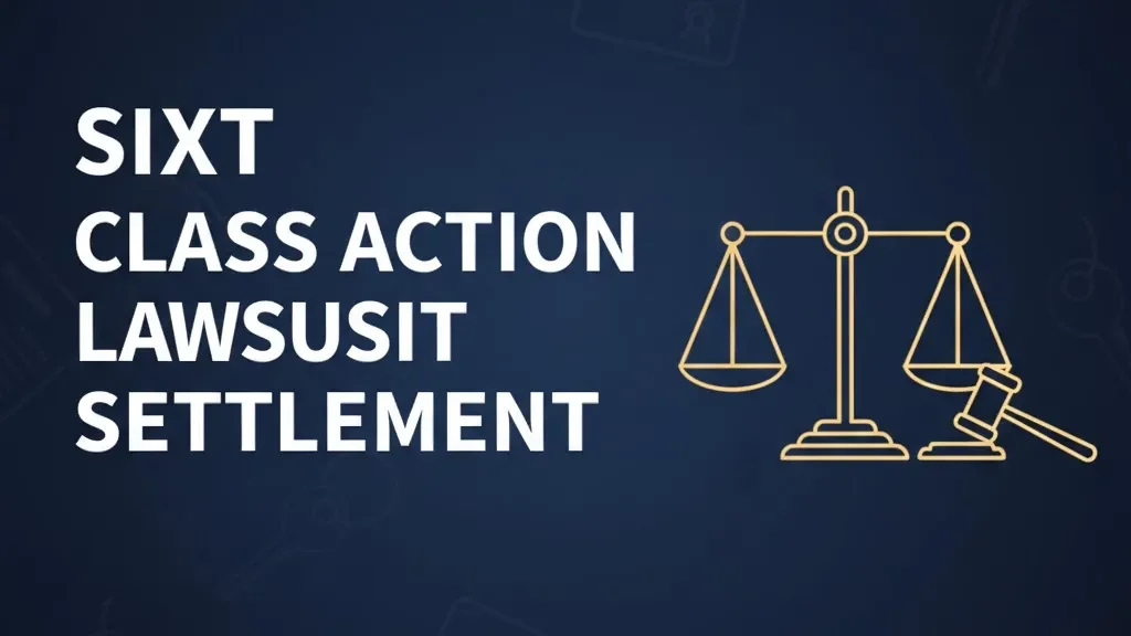Sixt class action lawsuit settlement 2026 legal banner with scales of justice and gavel icons